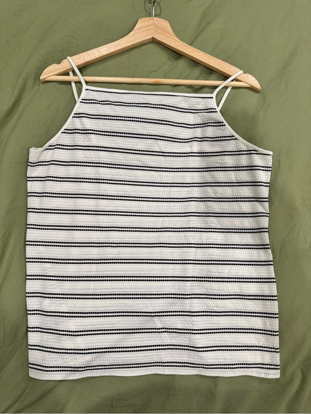 LOFT Outlet White Tank Top with Black Stripes